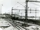 Elektrifierad bangård i Luleå.