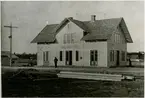 Skillingaryds första stationshus, nedbrann februari 1882.