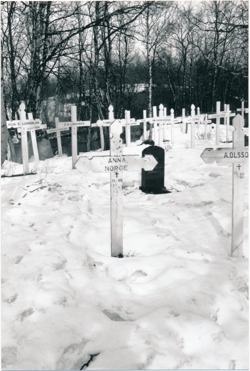 Rallarkyrkogård Tornehamn, Anna Rebecka Hofstad "Svarta Björn" grav Född 1878 -1900 Hon var kokerska åt rallarna och levde ett hårt liv, dog av inre skador efter ett slagsmål med Maja Well.
