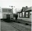 Vinberg station år 1959 med (Ftb)Förste trafikbidträde Sune Carlsson.
Linjen Falkenberg - Limmared, lades ned 1. 11.59 och 16 12.60