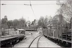 Statens Järnvägar, SJ Xoa2p 32, Stockholm Roslagens Järnväg, SRJ Os 1063 med flera vid Stocksund station.