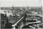 Utsikt över centrala Stockholm, med Katarinahissen i blickfånget.