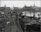 Arbeten med nya bron över Riddarfjärden, på sträckan mellan Stockholm C och Riddarholmen.