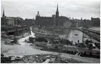 Central stationen. Byggarbeten på nya bron över Riddarfjärden.