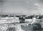 Stockholm central, vy mot SLT-Slottet vid Riddarholmen, Tyskakyrkan. Ilgodscentralen i Bangårdsposten i förgrunden.