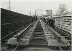 Förberedande rälsläggning på sträckan Tranås - Gripenberg.