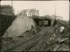 Tomteboda. Statens Järnvägar, SJ. Värtaviadukten under byggnad.