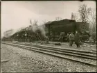 Tomteboda. Statens Järnvägar,SJ. Provbelastning av Värtaviadukten. Loket till höger är Statens Järnvägar lok SJ F 1201.