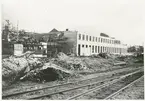 Bygget av verkstaden vid Visby station.