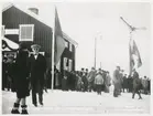 Wännacka station. Statens Järnvägar, SJ. Wännacka visar klart för invigningståget. Stationen byggdes 1926. Banan öppnades 1928 och övergick till Statens Järnvägar, SJ  1948.