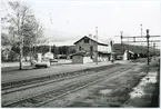 Älvsbyn station med bangården i förgrunden.