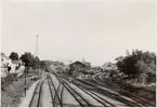 Bild från vägbron mot söder, hamn kranar syns i bakgrunden. Stationen öppnad 1877 01 01.