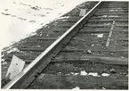 Del av bangården efter olyckan 1956-03-29 då tåg 93, 'Nordpilen, spårade ur vid Granbo station.