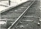 Del av bangården efter olyckan 1956-03-29 då tåg 93, 'Nordpilen, spårade ur vid Granbo station.
