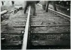 Järnvägsräler efter olyckan i Pålsboda 1951.