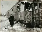 Rälsbuss Statens Järnvägar, SJ YCo6 834 efter olyckan på Koskivaara station 1955.