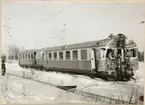 Statens Järnvägar, SJ YCo6 834 och SJ UCFo6y 1845 skador efter kollision med Nordpilen 1955.