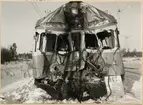 Statens Järnvägar, SJ YCo6 834 skador efter kollision med Nordpilen 1955.