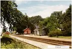 Oxie station 1971. Malmö - Ystad Järnväg, MYJ. Stationen öppnad 1874, avbemannad 1979. Banan elektrifierades 1996. Övergick till Statens Järnvägar, SJ 1941.