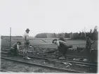 Sista skenan ilägges på Frövi station.
Krylbo-Frövi banan färdig.