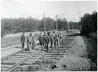 Ombaxning av spåret vid Stenhammar på linjen mellan Flen och Sköldinge.