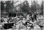 Finska flyktingar i Haparanda, hösten 1944. Lastning av resgods.