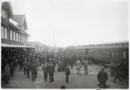 Kiruna station under den första försöksmobiliseringen år 1912.