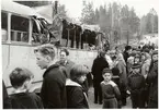 Statens Järnvägar, SJ buss 2496 efter trafikolycka i Solna 1957.