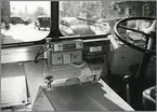 Statens Järnvägar, SJ buss 1882 med interiör och utsikt från förarplatsen.