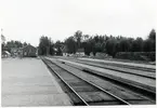 Bangården på Fristad station, i riktning mot Borås.