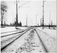 Järnvägsövergång vid östra delen av bangården vid Kvidinge station, på sträckan mellan Klippan och Kvidinge.