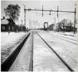 Järnvägsövergång vid Västra delen av bangården vid Kvidinge station, på sträckan mellan Klippan och Kärreberga.