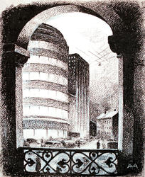 Gunnerusgt. sett fra Basarene [papirkunst]