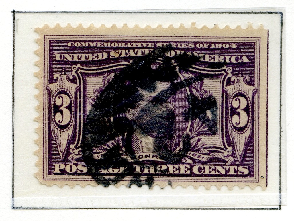 10 amerikanske frimerker fra 1904 (5 ulike frimerker) som viser sentrale personer knyttet til "The Louisiana Purchase" i 1803 der 15 stater ble kjøpt fri fra Frankrike. To frimerker med grønn bakgrunnsfarge viser portrettet av Livingston, to frimerker med rød bakgrunnsfarge viser portrett av Jefferson, to med fiolett bakgrunnsfarge som viser Monroe, to blå viser Mc Kinley, og to brune frimerker som viser kart over de aktuelle statene.