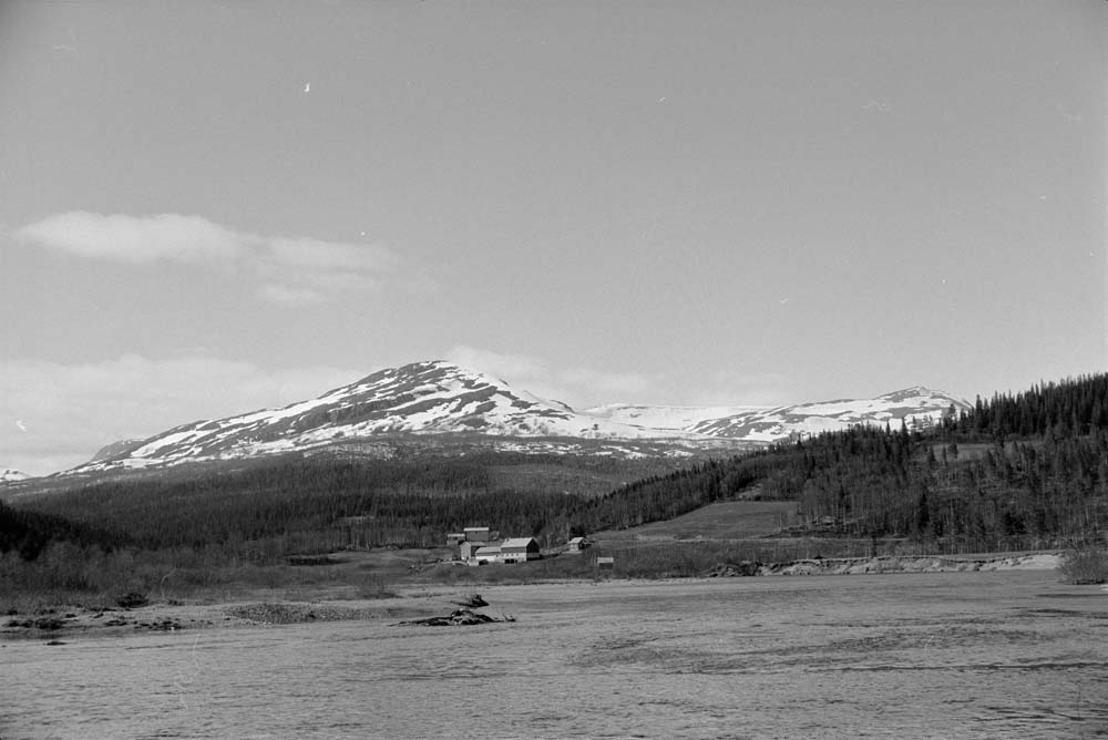 Gård i Susendalen. Børgefjellet i bakgrunnen. Kan være Ivarrud.