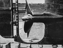 Detaljfoto av fartøyets propell.