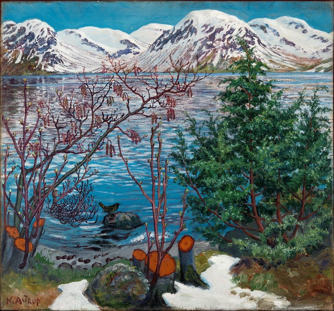 Fugl på sten [Maleri]