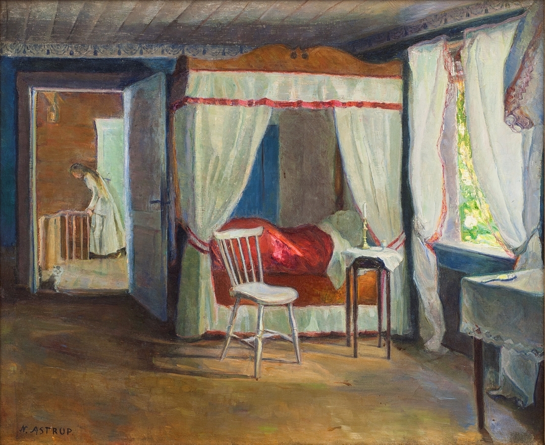 Interiør fra Svanøy hovedgård [Maleri]