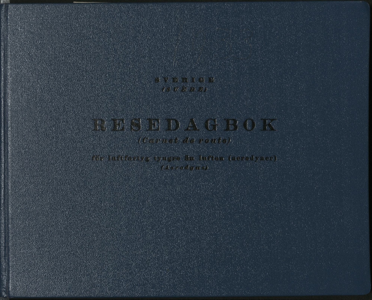Resedagbok för luftfartyg utgiven av Sv. Luftfartsmyndigheten och utfärdat för Junkers F 13 SE-AAC utfärdat den 7 december 1933. Föremålsposten omfattar också duplikat av luftvärdighetsbeviset N:o 94 utfärdat den 2 maj 1932 samt avskrift av registreringsbeviset för samma flygplan.