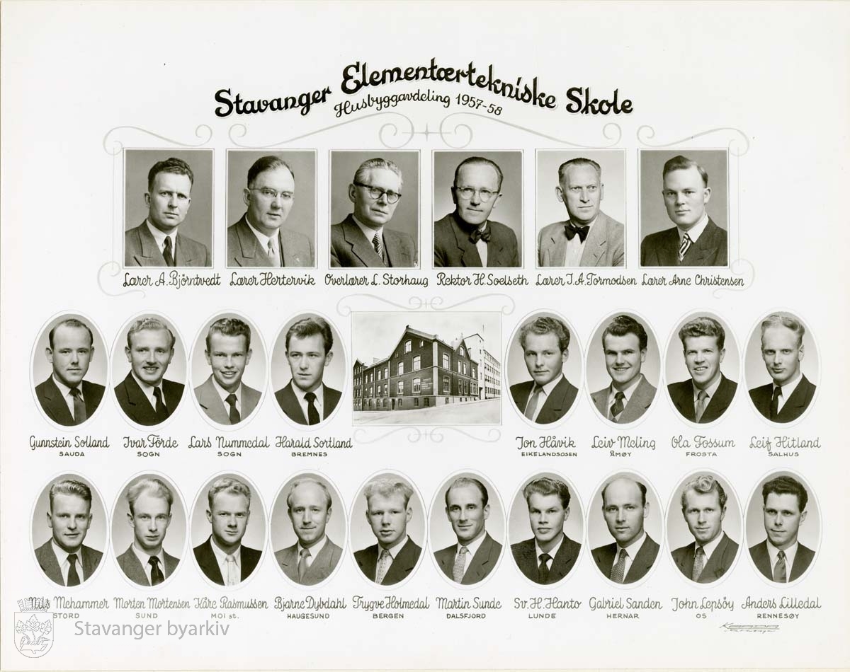 Stavanger Elementærtekniske skole - Husbyggavdeling 1957-58 -Stavanger ...