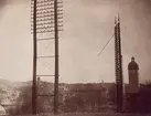 Borås telefonnät omkr. 1900. Parstolpe och telefongalge.