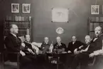 Avskedsfest för telekommissarien i Landskrona, Lundeberg, i nov. 1930. Lindholm, Goldschmidt Lieberman, Lundeberg, Brorström, Nilsson och Eklund.