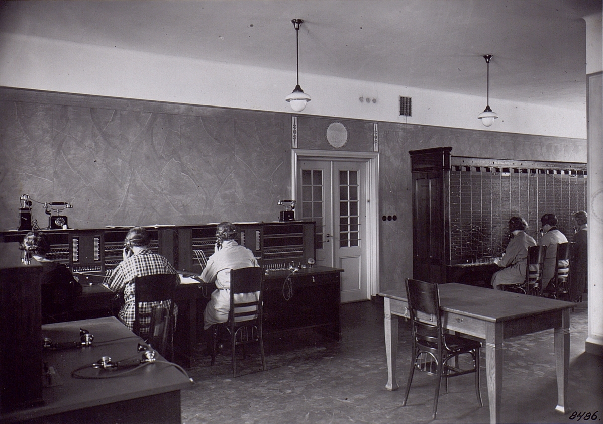 Stockholm Söders automatstation. Trafikkontroll och uppsättningsbord. 1931.