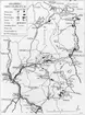 Karta över krigsområdet i norra Finland vid finska vinterkriget 1939-1940. Med baser, gränser och transportvägar utritade. Reproduktion. Karta signerad E. Fer. Från Svenska frivilligkåren i Finland, F 19.