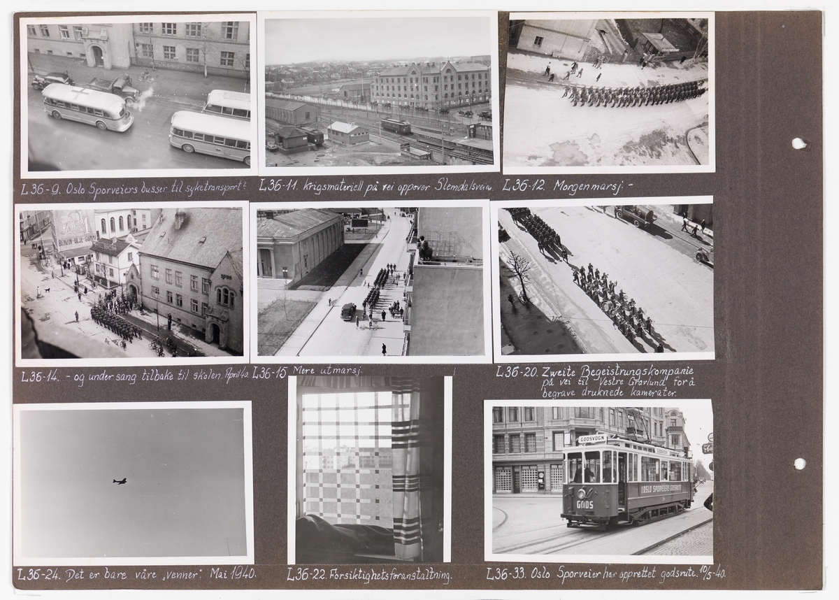 Adolf Bechs fotoalbum fra 1939-1940. Bech var kontorsjef ved transportkontoret i generaldirektoratet for Norges Statsbaner. 

Enkeltbilder fra albumet er publisert på reg.nr. UHB-105-0002 - UHB-105-0141.