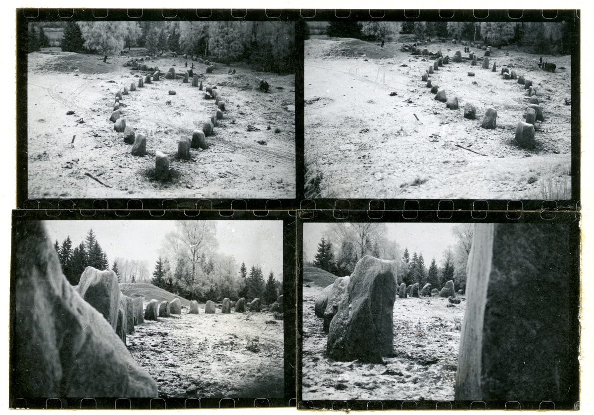 Badelunda sn, Anundshögsområdet, Långby.
De stora skeppssättningarna. Montage.