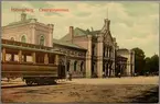 Centralstationen i Helsingborg, handkolorerat vykort.