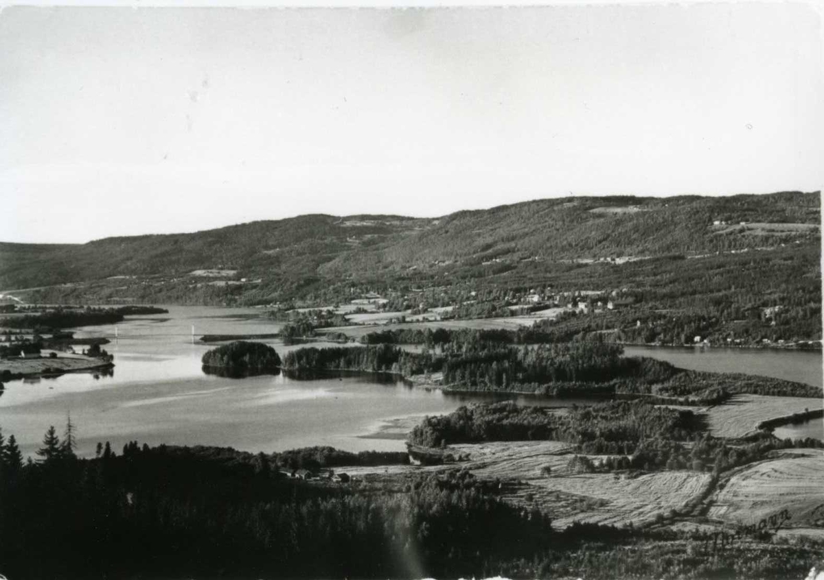Landskapsfoto tatt fra Fluberg mot Randsfjorden.