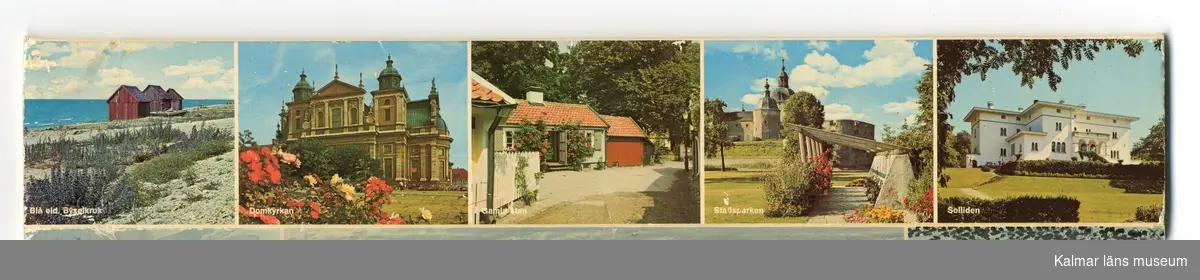 På asken finns bilder av Störlinge kvarnar, Ölandsbron, Kalmar slott, Blå eld i Byxelkrok, Kalmar Domkyrka, Gamla staden i Kalmar, Stadsparken i Kalmar och Solliden slott på Öland.