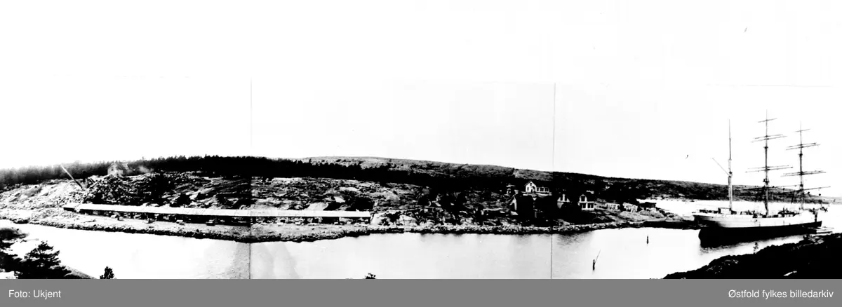 Bark "Glitre" v. N.S. Beer & Co`s stenhoggeri, Sand, Spjærøy, Hvaler.  Ca. 1905.